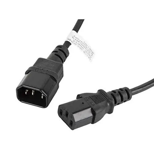 Produktbild: Lanberg CA-C13E-10CC-0018-BK Iec 320 C13 Buchse auf Iec 320 C14 Buchse Netzkabelverlängerung, 1,8m schwarz