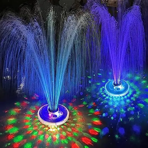 Produktbild: LanBlu Springbrunnen Pool Schwimmend, Pool Wasserfontäne mit Unterwasser Lichter, Wiederaufladbare Batterie Pool Fontäne, 2 Modi Sprinkler Pool Wasserfontäne, Springbrunnen Schwimmend Brunnen für Pool
