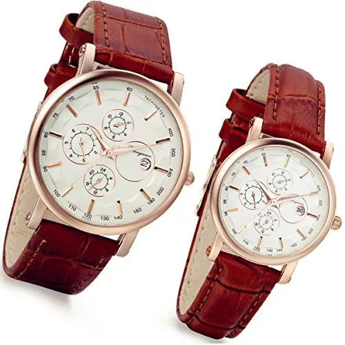 Produktbild: LANCARDO Herren Damen Armbanduhr Analog mit Leder Armband LCDLOVE006