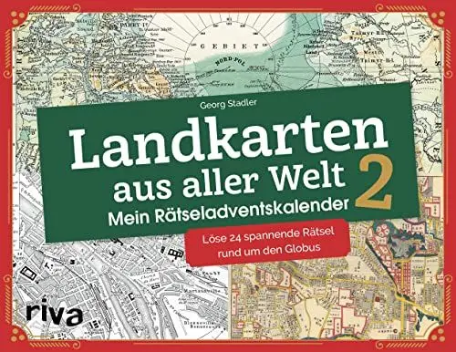 Produktbild: Landkarten aus aller Welt 2 – Mein Rätseladventskalender: Löse 24 spannende Rätsel rund um den Globus. Das perfekte Geschenk für alle Rätsel-und Geographiefans. Ab 12 Jahren