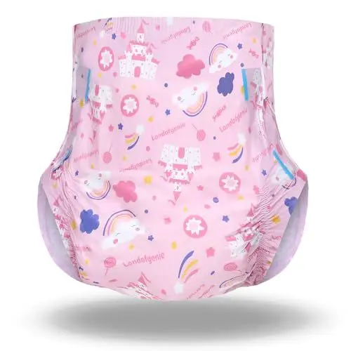 Produktbild: Landofgenie Erwachsene Windeln Rosa gedruckte Windel Unterwäsche Große Erwachsene Baby Nachtwindeln Mit Tabs 10-Stücke (Medium 28