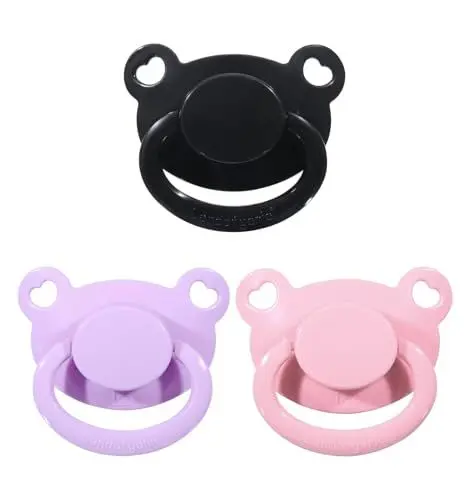 Produktbild: Landofgenie Erwachsenengröße Schnuller Großer Saugerschild Schnuller 3 Stück-Schwarz+Rosa+Lila Bärenförmig