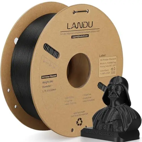 Produktbild: LANDU PLA+ 3D Drucker Filament 1.75mm 1kg PLA Plus Filament 3D Druckmaterialien Zähigkeit Verbesserte Maßgenauigkeit +/-0.02mm für die meisten FDM 3D Drucker, Schwarz
