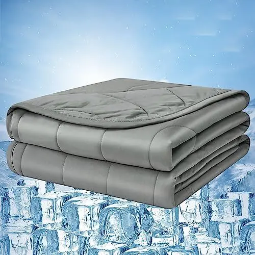 Produktbild: Laneetal Kühldecke leichte Sommerdecke mit Arc-Chill Q-Max > 0,45 Kühlfasern selbstkühlende Decke für Menschen Sommerbettdecke Wohndecke Sofadecke Reisedecke Grau 200x220 cm