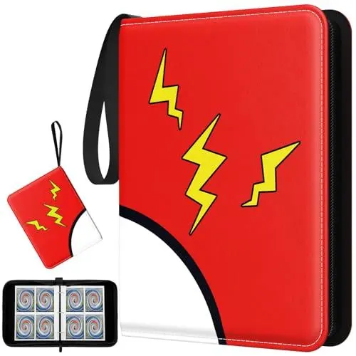 Produktbild: LANFROM Poken Sammelalbum, 400 Taschen Sammelalbum für Karten mit 4 Seitlich, Wasserdicht PU Leder Reißverschluss Binder für Sammelkarten, MTG Karten Heft für Sportkarten,Spielkarten,Yugioh etc.
