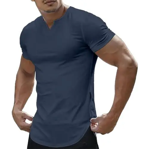 Produktbild: Langärmeliges T-Shirt für Herren, Sommer, vielseitig, kurzärmelig, V-Ausschnitt, lässiges Herren-T-Shirt, Oberschutz-Set, Herrenhemden, Langarmshirts für Herren, Erwachsene, Langarm-Shirt mit Tasche,