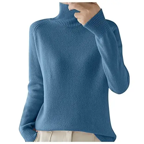 Produktbild: Langarmshirt Damen Baumwolle 100% Merinowolle Strickpullover Elegante Pullover Damen Elegant Pullover Damen Weiss Strick Sweatpullover Damen Pullover Strick Damen Kaschmir Cashmere Rosa Pullover