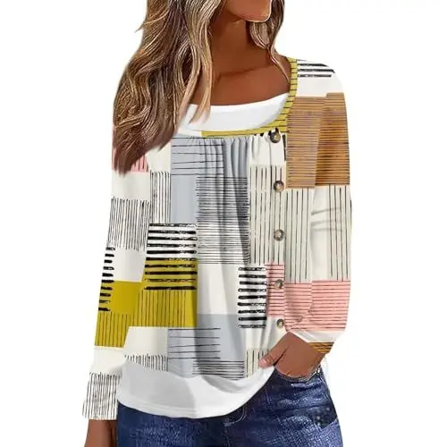 Produktbild: Langarmshirt Damen Nursing Clothes Tweed Blazer Damen Damenblusen Kurzarm Langarmshirt Oversize Damen Overall mit Rüschen Damen Sport Bluse Leinen Bluse Langarm Damen Oberteile Multi M