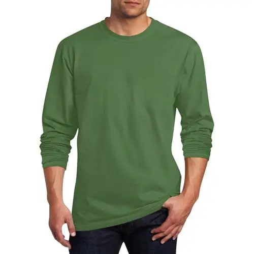 Produktbild: Langarmshirt Herren Basic Shirt Langarm Einfarbig Longsleeve T-Shirt Rundhals Casual Sportshirt Freizeit Oberteil Tshirt Männer Bequem Pullover Top Sweatshirt Grün M