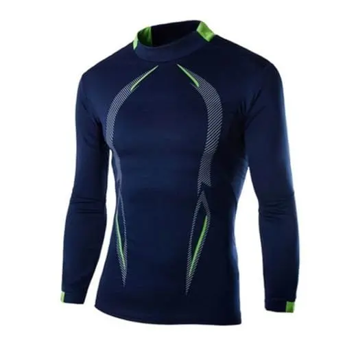 Produktbild: Langarmshirt Herren Fitness Shirt Langarm Kompressionsshirt Fahrrad Tshirt Sport Funktionsshirt Schnelltrocknend Laufshirt Compression Shirt Große Größen Warehouse Deal Marineblau 5XL