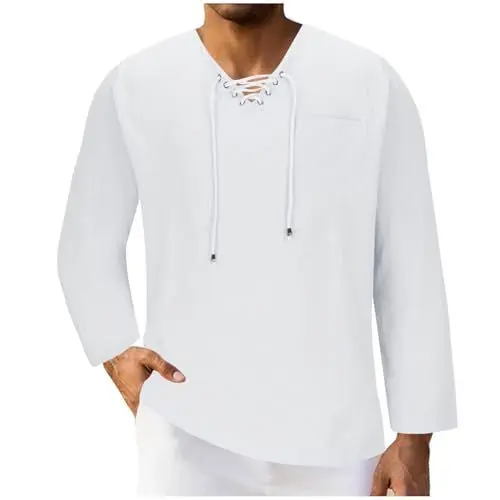 Produktbild: Langarmshirt Herren Tshirt Langarm Tee Einfarbige Shirts Mode Langärmliges Tshirts Meine Bestellungen Anzeigen Tops Fashion Sweatshirt Jungen Lässig Pullover Sale Angebote Weiß XXL