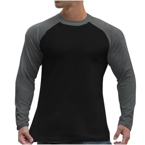 Produktbild: Jamicy Sweatshirt Herren Basic Longsleeve Casual Henley Shirt Classic Baumwolle Langarmshirt Patchwork Pullover Freizeit Oberteile Männer Slim Fit Tshirt Gutscheine Schwarz M