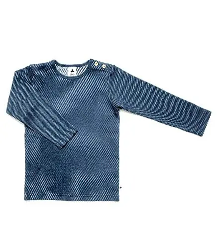 Produktbild: Langarmshirt Wabenstruktur Baby Kinder Bio-Baumwolle T-Shirt (62-68, Indigo/naturweiß)