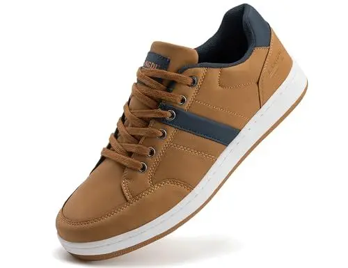 Produktbild: LANGDU Freizeitschuhe Herren Sneaker Schuhe Walkingschuhe Leichtgewicht Atmungsaktive Sportschuhe Größe41-46EU (Braunlight 99,44EU)