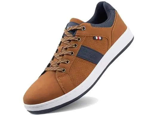 Produktbild: LANGDU Freizeitschuhe Herren Sneaker Schuhe Walkingschuhe Leichtgewicht Atmungsaktive Sportschuhe Größe41-46EU (bräunlich 50,46EU)