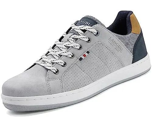 Produktbild: LANGDU Freizeitschuhe Herren Sneaker Schuhe Walkingschuhe Leichtgewicht Atmungsaktive Sportschuhe Größe41-46EU (litgrau 88,46EU)