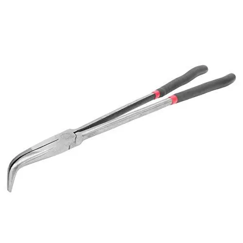 Produktbild: Lange Spitzzange, Gebogene Spitzzange 400 Mm / 16 Zoll Spitzzange mit Extra Langem Griff, Zange mit Langer Reichweite, 90 Grad Abgewinkelte Backen, Gebogene Na