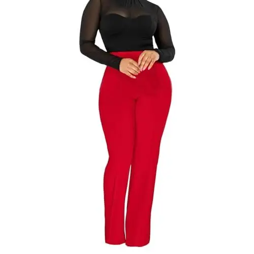 Produktbild: Lange Wintermäntel Für Frauen Damen-Hose, Dehnbar, Gerades Bein, Bequem, Solide, Klassisch, Hohe Taille, Weites Bein, Lange Hose, Arbeits- Und Bürohose Kurze Hose Damen Leinen