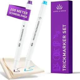 Produktbild: Lange & König® Trickmarker Set Selbstlöschend & Wasserlöslich (200m Schreiblänge) - Nähzubehör Nähen Zubehör Schneiderkreide Alternative Nähmaschinen Zubehör Nähen & Stoffe Nähzeug Sewing Accessories
