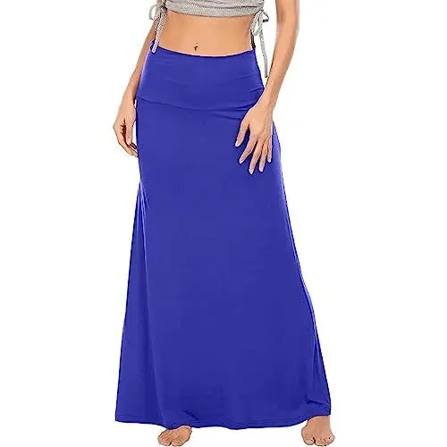 Produktbild: Langer Rock Damen Sommer Strandrock Maxirock Damen Lang Sexy Sommerrock Damen Leicht und Luftig Plisseerock Damen Hoher Taille Rüschensaum Röcke Asymmetrisch Damen Wickelrock für Den Strand