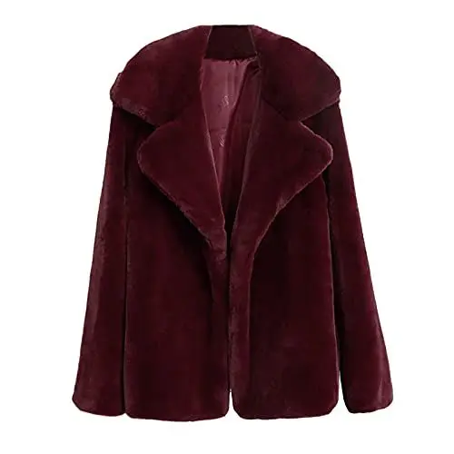 Produktbild: Langer Wintermantel Damen Longblazer Damen Frauen Solid Overcoat Mantel Winter Verdicken Warm Outercoat Fashion Cardigan Jacke Teenager MäDchen Winter Parka Damen (Wine, S)