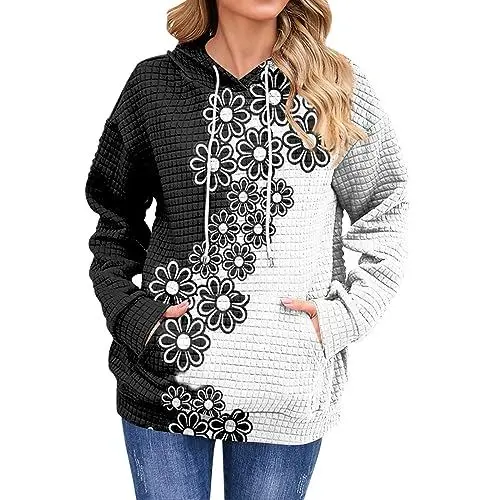 Produktbild: Langes Hoodie Damen Sweatshirt Blazer Damen Strickpullover Mit Rollkragen Damen Cropped Jacke Damen Tee Shirt Sweatshirt Druck Damen Gedruckt Damen Hoodies Kapuzenpullover Teddy Jacke Damen