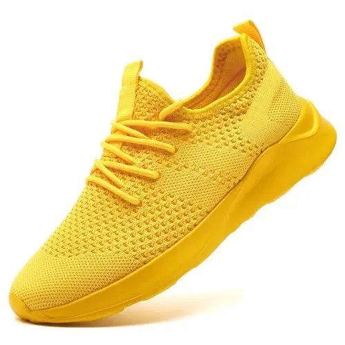 Produktbild: LANGFEUU Damen Sneaker Schuhe Sport Turnschuhe Laufschuhe Tennis Straßenlauf Walkingschuhe Straßenlauf Schuhe Weich Leicht rutschfest Yellow EU 40