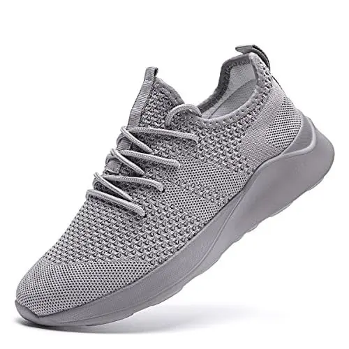 Produktbild: LANGFEUU Damen Turnschuhe Sneaker Schuhe Damen Sportschuhe Laufschuhe Tennisschuhe Outdoor Running Damen Walkingschuhe Straßenlaufschuhe rutschfest Atmungsaktiv Leichtgewichts Hellgrau 39
