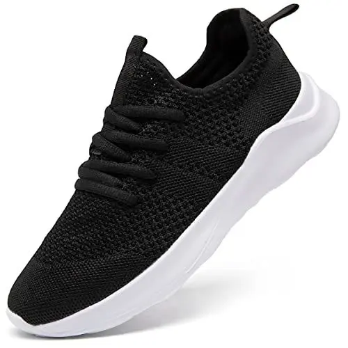 Produktbild: LANGFEUU Damen Turnschuhe Sneaker Schuhe Damen Sportschuhe Laufschuhe Tennisschuhe Outdoor Running Damen Walkingschuhe Straßenlaufschuhe rutschfest Atmungsaktiv Leichtgewichts Schwarz Weiß 39