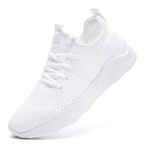 Produktbild: LANGFEUU Damen Turnschuhe Sneaker Schuhe Damen Sportschuhe Laufschuhe Tennisschuhe Outdoor Running Damen Walkingschuhe Straßenlaufschuhe rutschfest Atmungsaktiv Leichtgewichts Weiß, 39 EU