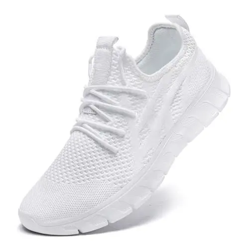 Produktbild: LANGFEUU Sneaker Herren Laufschuhe Turnschuhe Tennis Running Schuhe Sportschuhe Freizeit Straßenlaufschuhe Fashion Leichtgewichts Atmungsaktiv Walkingschuhe Fitness Outdoor Jogging Schuhe weiß 43 EU