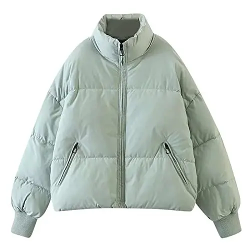Produktbild: Langjacke Damen Frauen Winterjacke Mantel Warmer Hoodie Fester Reißverschluss Mantel Verdicken Unten Elegante Jacken Mäntel Oberbekleidung (Green, L)