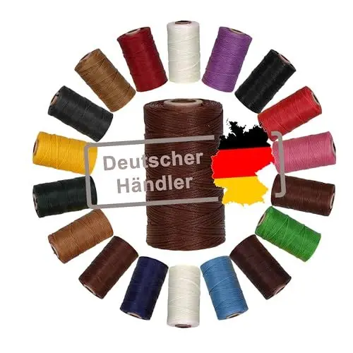 Produktbild: Langlauf Schuhbedarf Ledergarn gewachst 1mm x 0,3mm I Sattlergarn - gewachster Faden aus Polyester stabil & haltbar I Wachsgarn Forellenfaden Outdoor Nähgarn in Profiqualität (kaffeebraun)