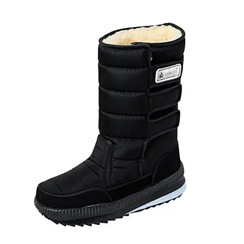 Produktbild: Langlaufski Herren Klassisch Mit Bindung Und Schuhe Herren Paar Stiefel Winter warm und kalt spritzwassergeschützte Wasserhakenschlaufe verdickte Schneestiefel Skate Schuhe Herren 43 (Black, 40)