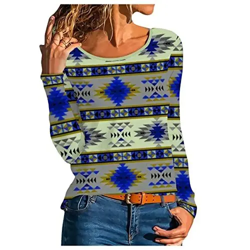 Produktbild: Langlaufski Set Damen Hemdbluse for Female Herbste Rundhals Datum Pullover Übergrößen Cool Longsleeve Stretc Pullover Woman Lauschig Print Polyester Marine