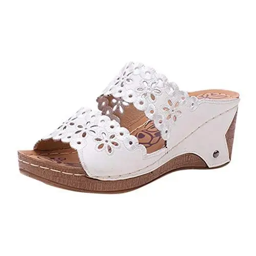 Produktbild: Langlaufski Set Damen Klassisch Mit Bindung Und Schuhe Heraus Dicke Plattformen Schuhe beiläufige Hohlräume High Heels Mode Damenpantoffeln Frauen Hausschuh Schuhe Frühling Damen (White, 40)