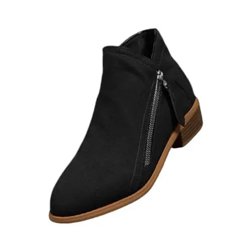 Produktbild: Langschaft Stiefel Damen Casual Langschaft Boots Winterschuhe Elegant Klobiger Blockabsatz Spitze Zehe Langschaft Stiefel Damen Damen Klassische Stiefel Damen Niedriger Absatz Cowgirl Stiefel