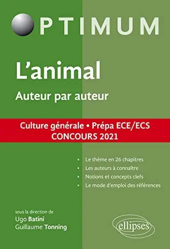 Produktbild: L'animal. Auteur par auteur. Culture générale. Prépa ECE/ECS. Concours 2021 (Optimum)