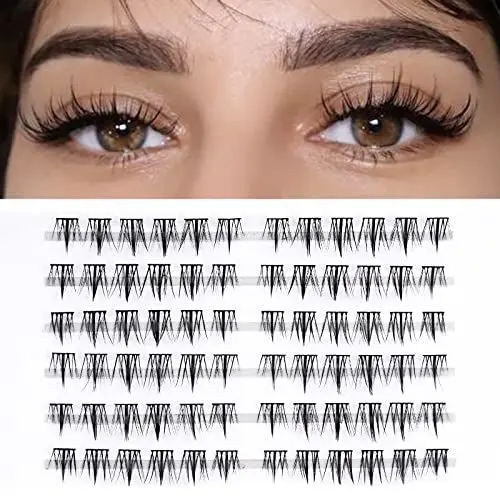 Produktbild: LANKIZ Einzelne Wimpern 0.07 D Curl 72 Pcs Falsche Wimpern Extensions für Wimpernverlängerung Cluster Lashes DIY Künstliche Wimpern Einzeln Fake Lashes zu Hause, Babysbreath