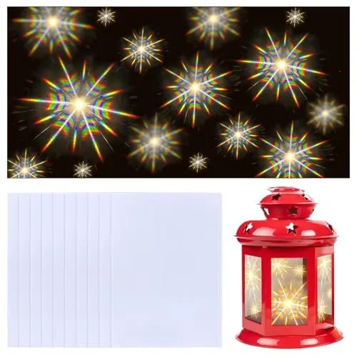 Produktbild: LANMOK 10 Stück Schneeflocken Lichteffektfolie 29.8 x 21 cm Weihnachten Fensterfolie PVC Schneeeffekt Folie Weihnachtsdeko Schneeflockenfolie Basteln für Weihnachten Advent Winter Dekoration
