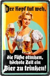 Produktbild: LANOLU Retro Blechschild Bier - lustige Schilder mit Sprüchen Bar Dekoration für Partykeller, Kneipen Bardeko für Stammtisch, Geschenkidee für Papa zum Vatertag, vintage Metallschild 20x30cm