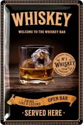 Produktbild: LANOLU Retro Blechschild Whisky - Bar Schild - Whiskey Schild als Bar Deko für Irish Pub - Metallschilder vintage für Partyraum, Kellerbar, Dart - Dekoration Küche aus Metall als Geschenk, 20x30cm