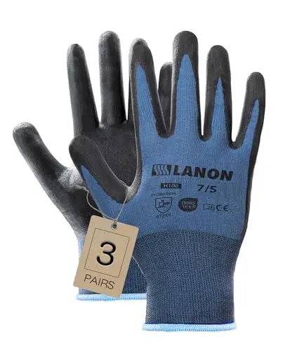 Produktbild: LANON 3 Paar Nitril Arbeitshandschuhe, Mechaniker Handschuhe für Herren Damen, Rutschfester Griff, Hautfreundlich, Atmungsaktive, M/8