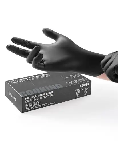 Produktbild: LANON 3mil Nitrilhandschuhe 100 Stück, Schwarz Einweghandschuhe Lebensmittelecht, Latexfrei & Puderfrei, Einmalhandschuhe in Gr. M