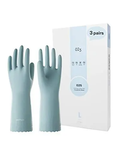 Produktbild: LANON wahoo 3 Paar Wiederverwendbare Haushaltshandschuhe, Ungefütterte Hautsympathische Handschuhe, für Küchenarbeit, Haushaltsreinigung und Geschirrspülung, Surf Spray, Größe M