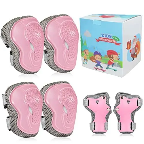 Produktbild: LANOVAGEAR Kinder Protektoren Set Schoner - Inliner Knieschoner Kinder – Schützer Set (6er) für Kinder Jugendliche, Schutzpolster mit Knieschoner, Ellenbogenschoner und Handgelenkschoner (Rosa, XS)