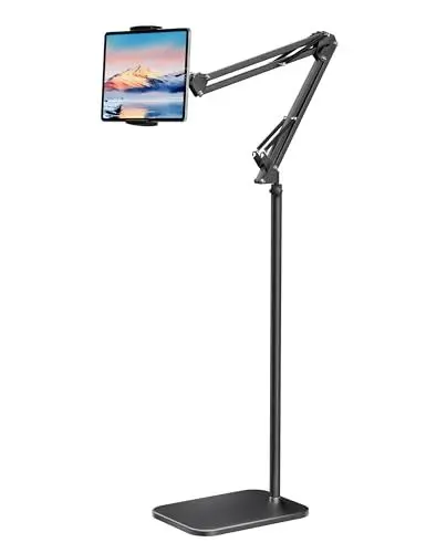 Produktbild: LanPavilion Tablet-Bodenständer, Tablet Halterung mit 2,25 kg Basis, Flexibler Verstellbar Tablet Ständer, kompatibel mit iPad, iPhone, Galaxy, für Zuhause, Bett, Sofa, Büro, 4,7-13 Zoll Geräte