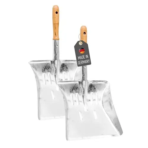 Produktbild: Lantelme 2 Stück Kehrschaufel Set | Robuste Metallschaufel mit Holzgriff für Haushalt & Garten | Metall Schaufel Ideal als Kaminschaufel, Ofenschaufel, Glut- Ascheschaufel