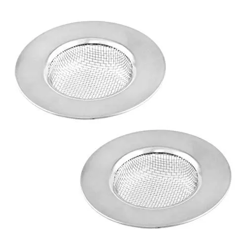 Produktbild: Lantelme 2 Stück Edelstahl Sieb Set Ø 77mm Feinmaschig für Abfluss in Küche Badewanne Waschbecken Dusche | Abflusssieb und Schmutzfänger | Praktisches Siebeinsatz für Haushalt und Bad