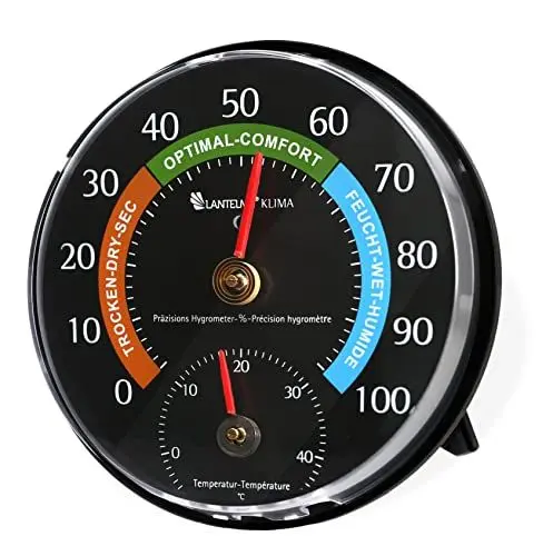 Produktbild: Lantelme Kombi Thermometer Hygrometer Temperatur -5 - + 45°C und Luftfeuchte 0% - 100% rel. Analog | Präzise Anzeigen für Schimmelschutz Raumklima und Heizkosten im Innenbereich